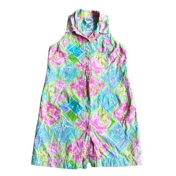 Vintage Lilly Pulitzer Y2K 1990s 2000s 90s Girl's Collard Tank Button Dress - Picture 1 of 13